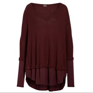 Free People Laguna Thermal Top Wine Size XS